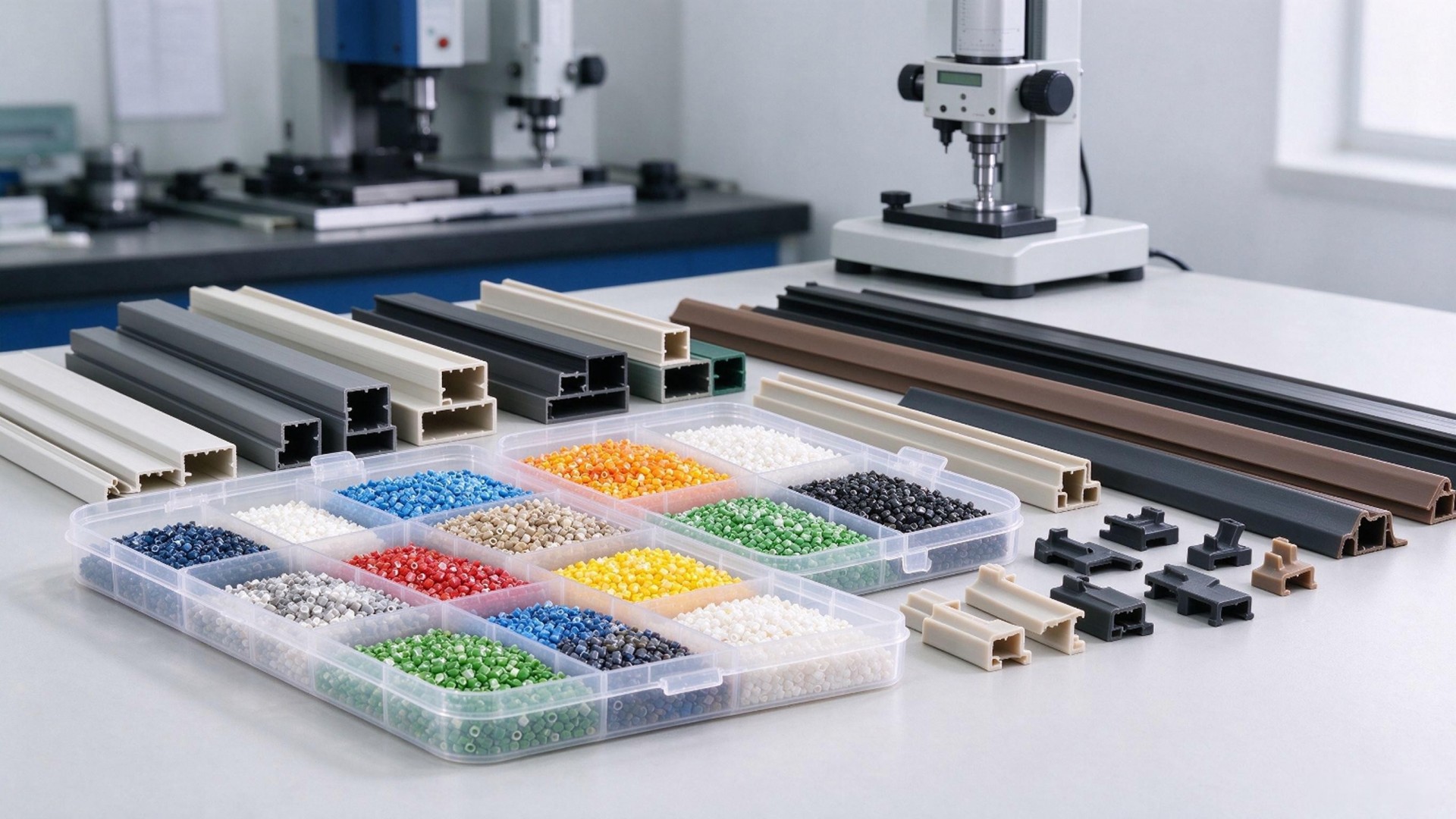 Plastic pellets and extruded profiles - PVC/ABS/PP samples